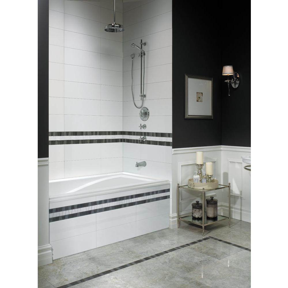 Produits Neptune DELIGHT bathtub 32x60 with Tiling Flange and Skirt, Right drain, Whirlpool/Mass-Air, Biscuit