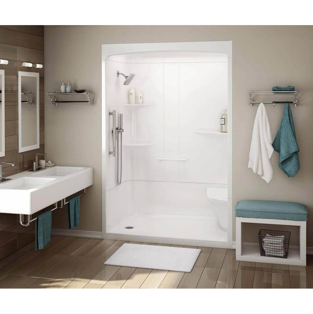 Maax Canada Allia 60 in. x 34.5 in. x 88 in. 3-piece Shower with Roof Cap Left Seat, Right Drain in White